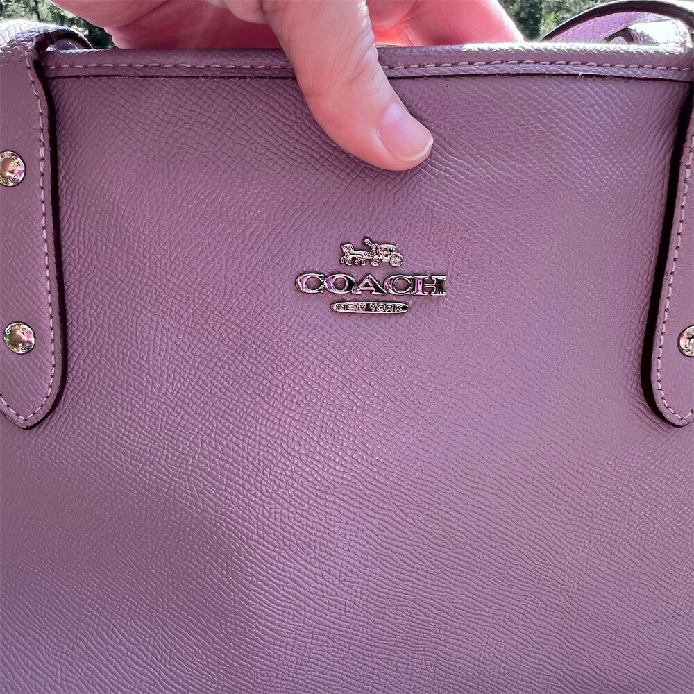 COACH Purple Zip Top Tote Shoulder Bag with Silver Hardware AUTHENTIC - Picture 8 of 12